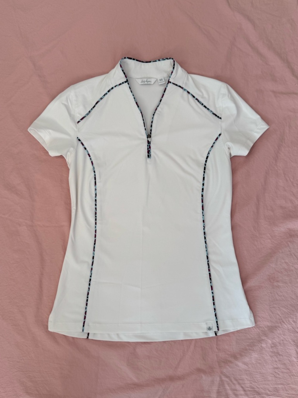 Lady Hagen White Short-Sleeve Zip Golf Polo with Contrast Trim